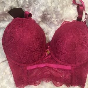 Pink LACE BRA -LET Corset Daisy Fuentes lingerie SZ 38DD